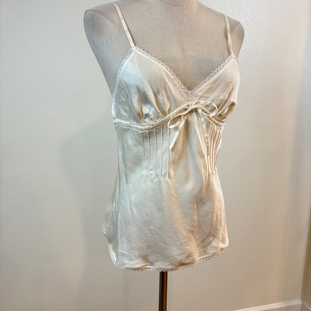 Intimissimi Silk Camisole Women S Lace Pintuck Pleated Top Coquette Milkmaid - Picture 6 of 12